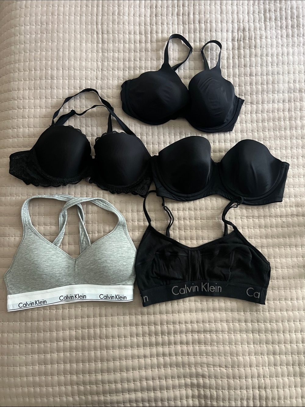 Calvin Klein Black & Gray Bralette and Bra Bundle